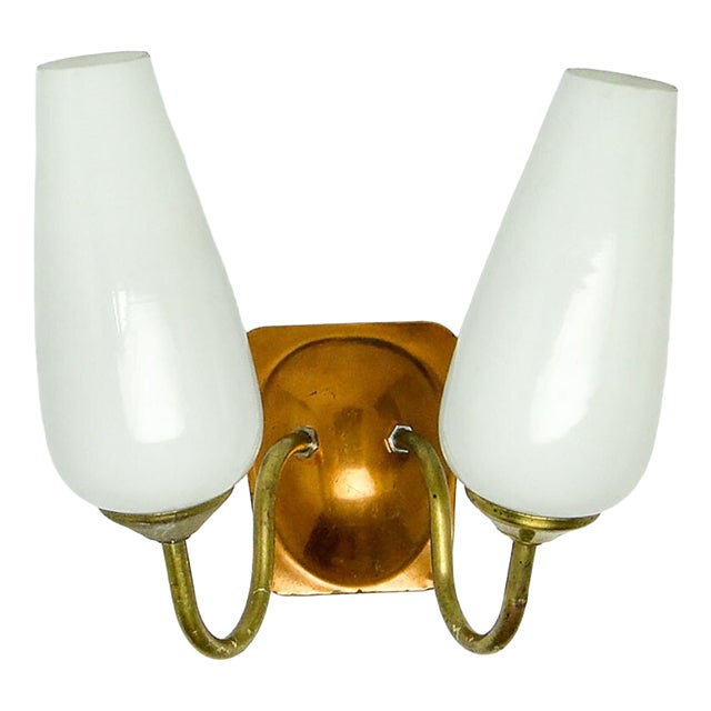 Vintage 2-Armed Wall Lamp in Brass, 1970s For Sale