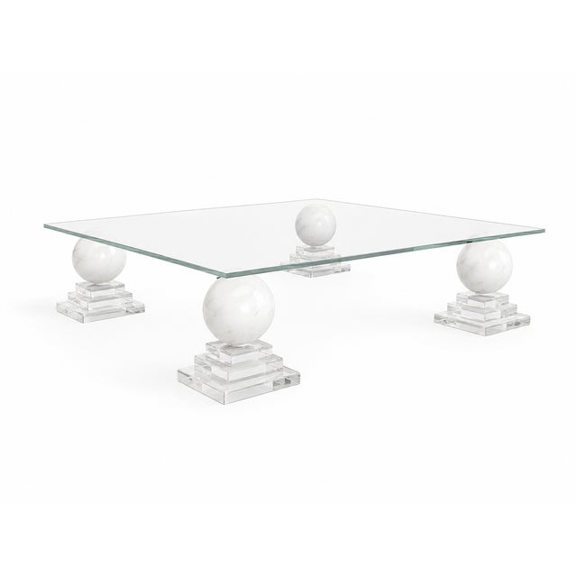 Coffee Table with Marble Spheres from Roche Bobois, 1980s, in Very Good conditions. Designed 1980 to 1989 I have official...