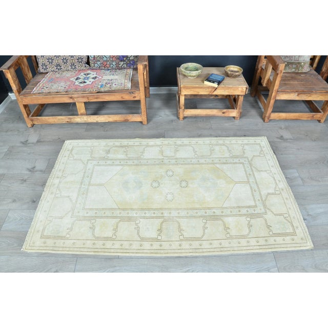 Oushak Vintage Tan Khaki Color Area Rug For Sale - Image 11 of 11