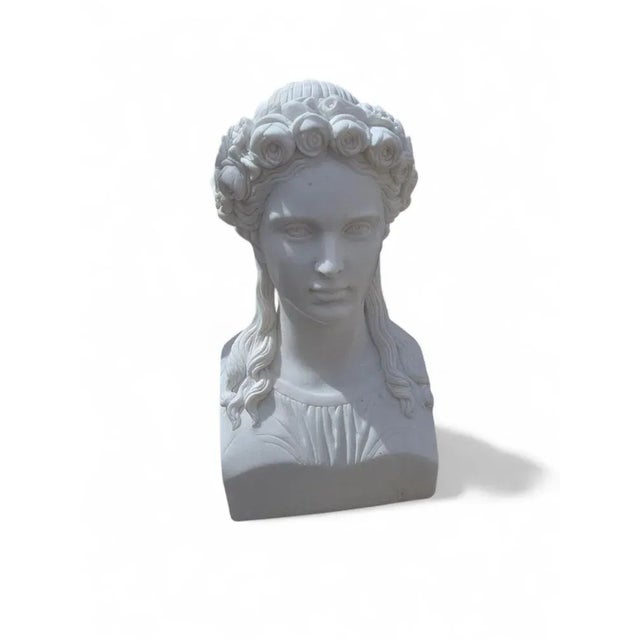 Italian Hand-Carved Marble Bust of Greek Woman, 1980s For Sale - Image 9 of 12