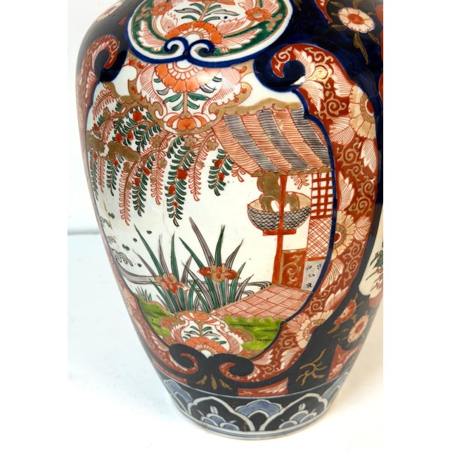 Ceramic Large Meiji Period Imari Porcelain Garden Landscape Vase, Attributed to Fukagawa For Sale - Image 7 of 16