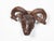 An Italian wall hanging patinated iron ram's head sculpture from the 19th century, with rusty finish and great finesse in...