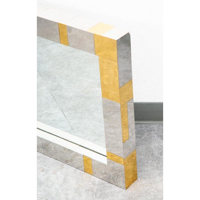 Mid Century Modern Mirror Wall Art Chrome Brass Gold Paul Evans Cityscape Square For Sale - Image 12 of 12