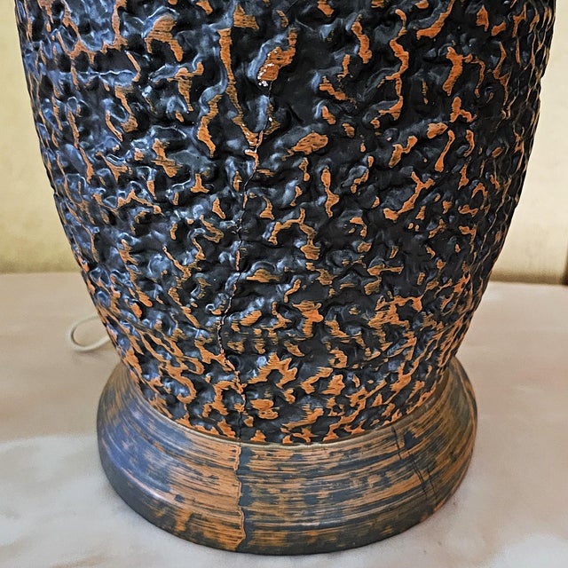 1970s Brutalist Pottery Table Lamp – Mediterranean Textured Ceramic, 29.5” For Sale - Image 10 of 18