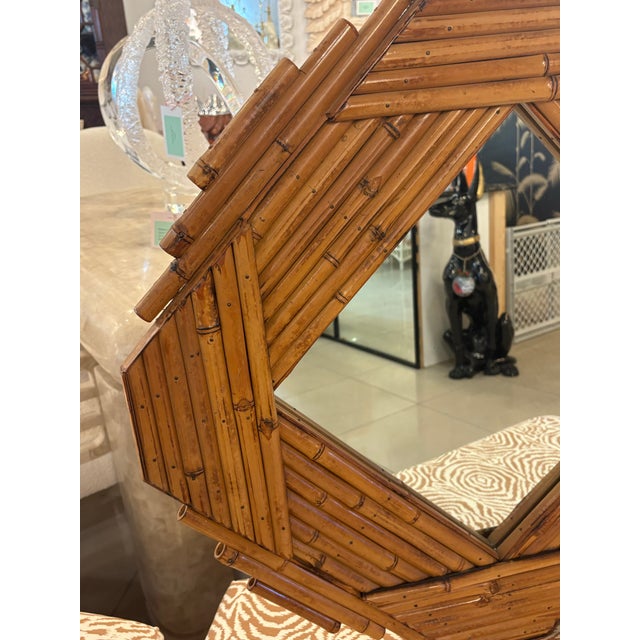 Vintage Rattan Reed Bamboo Vivai Del Sud Italian Wall Mirror For Sale - Image 10 of 10