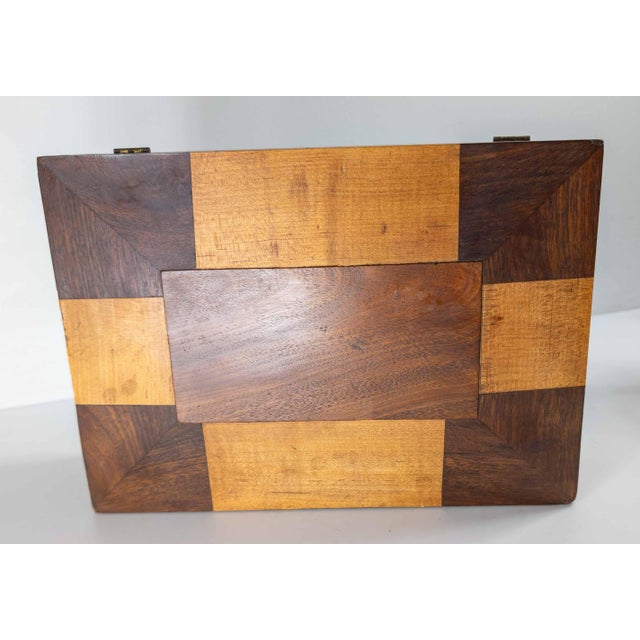 Wood 19th Century English or European Two-Tone Mahogany Satinwood Veneered Box For Sale - Image 7 of 17