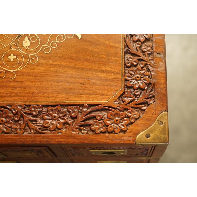 Small Antique Anglo Indian Military Campaign Chest of Drawers, 1880 For Sale - Image 11 of 18