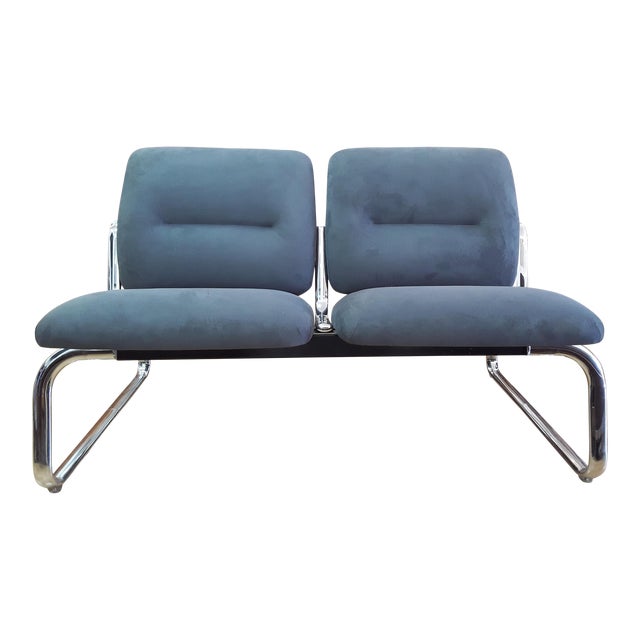 1980s Vintage Tubular Chrome and Microfiber Loveseat Chairish