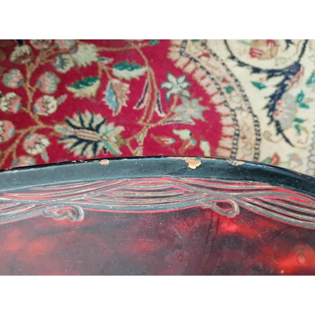 Asian Mid-Century Low Inlaid Table in Red and Black Lacquer For Sale - Image 9 of 11