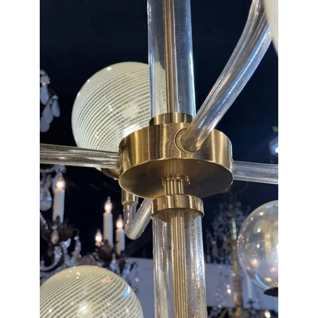 Modern Murano Glass and Brass Globe Chandelier For Sale - Image 4 of 7
