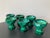 Art Deco Green Malachite Geometric Glass Pedestal Master Salt Cellars or Egg Cup Holders- Set of 6 For Sale In New York - Image 6 of 11