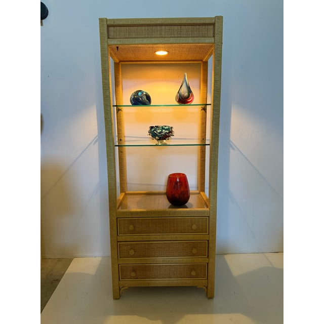 1980s Mid Century Henry Link Wicker Etagere With Storage For Sale - Image 10 of 12