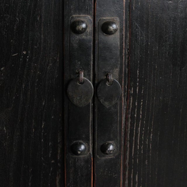 Antique Dark Elm Storage Cabinet For Sale - Image 4 of 5