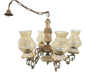 Ceramic Chandelier with Screen Printing Glass Details, 1960s