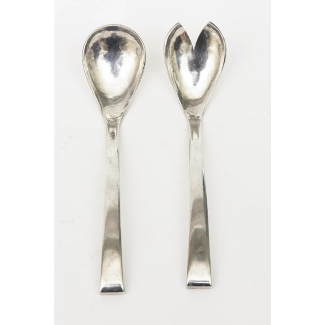 This lovely vintage hallmarked sterling silver salad servers or serving pieces are vintage and very modernist.They were...
