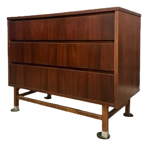 1970s Vintage Mid Century Modern Dovetailed 3 Drawer Dresser by Stanley