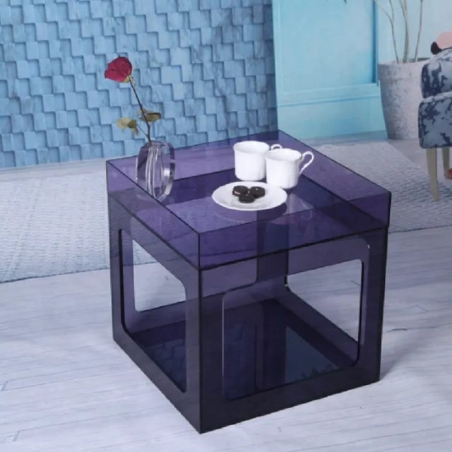 Not Yet Made - Made To Order Modern Violet Acrylic Side Table For Sale - Image 5 of 6