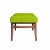 An elegant pair of ottomans featuring warm walnut-finished frames and vibrant lime green upholstery. Gracefully curved,...