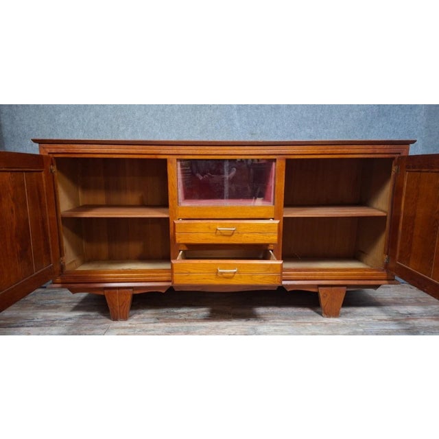 Wood Low Art Deco Carved Oak Sideboard, 1930s For Sale - Image 7 of 10