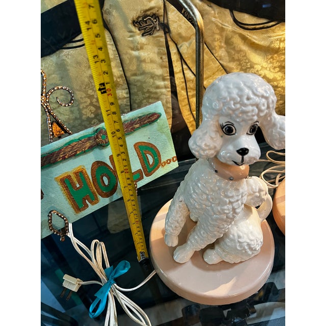 1960s 1960s Mid-Century Modern Pink Ceramic Poodle Table Lamps - Pair For Sale - Image 5 of 12