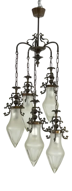 Mid-Century Murano Glass 5-Light Waterfall Chandelier, 1960s