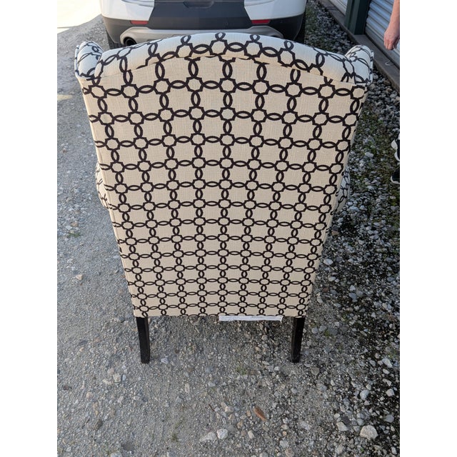 2000 - 2009 Sylvia Wingback Chair With Ottoman/Stool. Model Is a Traditional Queen Anne Style Chair With Cabriole Legs and Rolled Arms. For Sale - Image 5 of 14