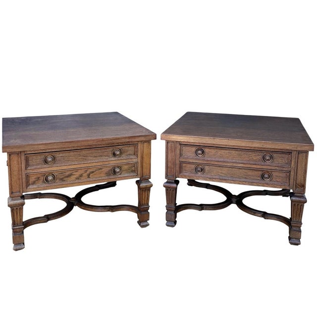 Spanish Classical Revival Style Oak Side Tables, 1940, Set of 2 For Sale - Image 14 of 14