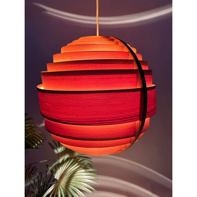 Large Spherical Hanging Lamp in Pine Veneer by Hans-Agne Jakobsson for Ellyset, 1960s For Sale - Image 13 of 18