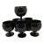 Vintage Large Tulip Black Glasses- Set of 6 For Sale