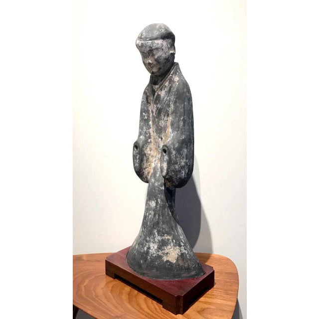 Ceramic Tomb Lady in Waiting Figurine Han Dynasty For Sale - Image 7 of 13