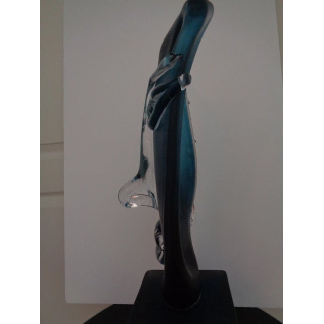 Abstract Vintage Blue Transparent Ion Tamaian Hand Blown Sculpture For Sale - Image 3 of 11