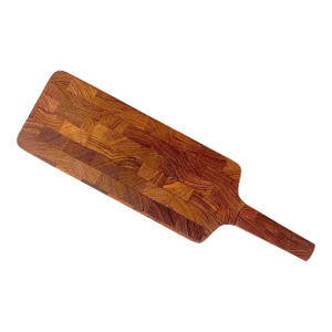 Dansk End Grain Teak Paddle Shaped Serving Board With Built in Knife