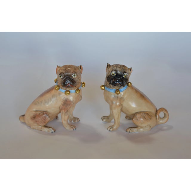 Brown German Pair of Dresden Male & Female Bulldog Porcelain Figures For Sale - Image 8 of 9