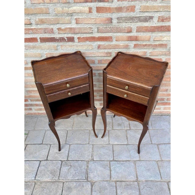 French Oak Nightstands with 2 Drawers, 1890s, Set of 2 For Sale - Image 5 of 14