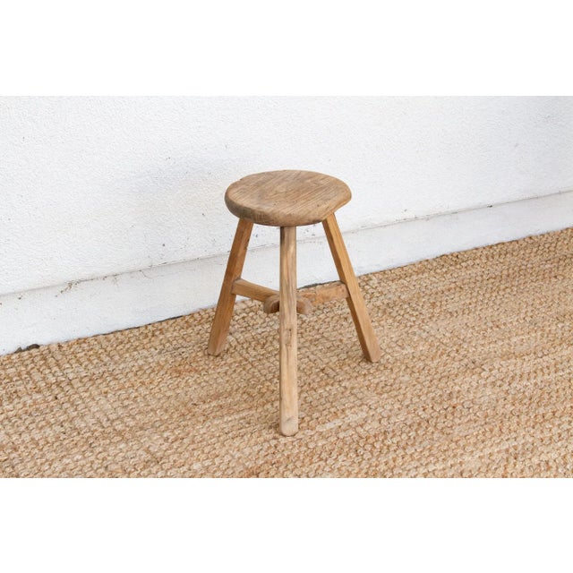 Early 20th Century Rugged Wood Stool For Sale In Los Angeles - Image 6 of 7