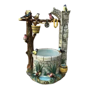 Circa 1910 Large Majolica Well With Birds Jerome Massier Fils