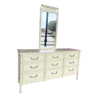 Faux Bamboo Niner With Mirror For Sale