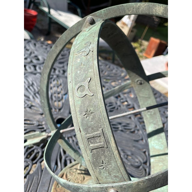 Vintage Verdigris Bronze Sundial For Sale - Image 13 of 15