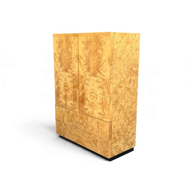 Milo Baughman for Thayer Coggin 1970s Double Door Burl Wood Armoire Wardrobe in a Manner of Milo Baughman For Sale - Image 4 of 13