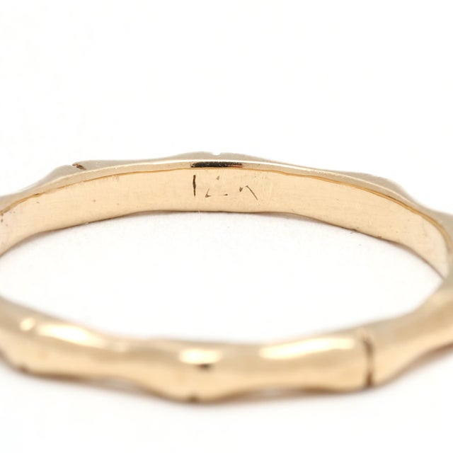 Bamboo Band Ring, 14k Yellow Gold, Ring Size 6.5, Stackable For Sale - Image 4 of 5