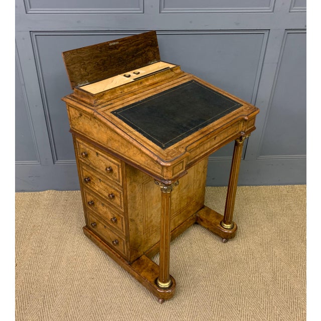 Victorian Inlaid Burr Walnut Davenport Desk, 1865 For Sale - Image 12 of 18