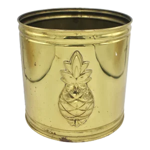 Mid Century English Brass Pineapple Planter