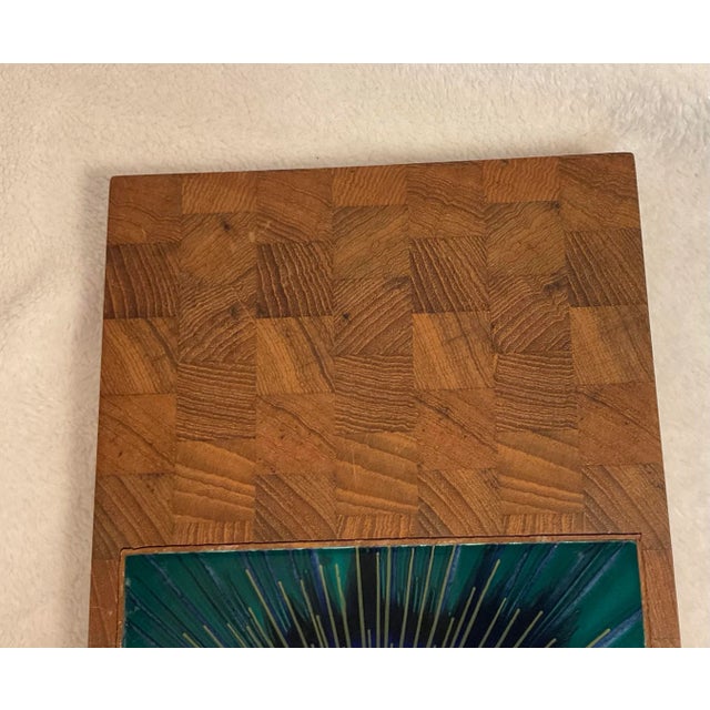 Mid Century 1960s Cez Ceramic Art Tile Rako Calibrage Special Denmark Teak Cutting Board For Sale In Greenville, SC - Image 6 of 12