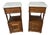 French Bedside Tables in Carved Oak with Marble Top, Set of 2 For Sale