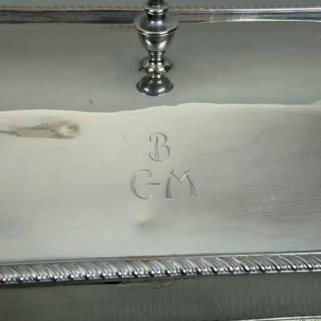 Silver Antique Inkwell Writing Desk in Silver Plated Metal from Leoni W.T. & Co For Sale - Image 8 of 14