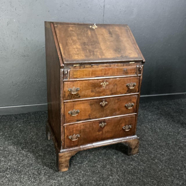 Brown Antique Queen Anne Walnut Bureau, 1710 For Sale - Image 8 of 8