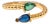 Sapphire & Emerald Teardrop Glow Gold Adjustable Ring, Size 8 For Sale