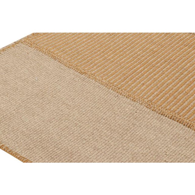 Rug & Kilim Rug & Kilim’s Contemporary Kilim in Orange and Beige Textural Stripes For Sale - Image 4 of 7