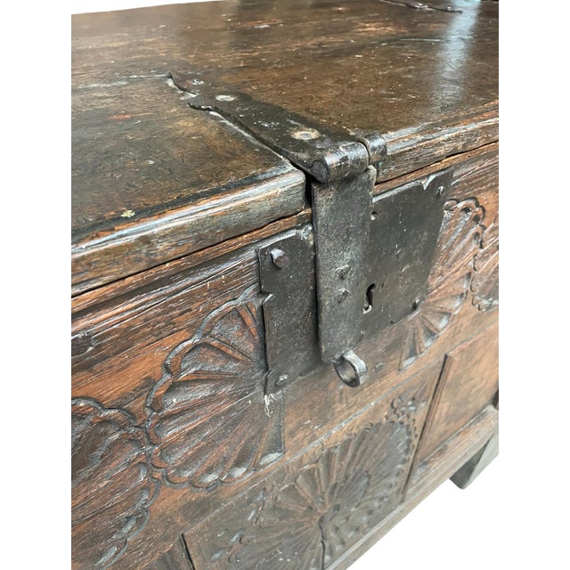Antique Wedding Chest in Oak, 1828 For Sale - Image 3 of 6