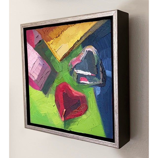 Abstract Hearts & Ribbons by Yana Beylinson | Oil on Board Abstract shapes with hearts and ribbons. For Sale - Image 3 of 3
